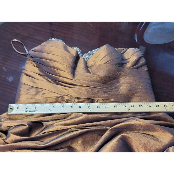 Aspeed Spaghetti Strap Cocktail Dress with Sequin Bead Embellishments Brown XL - Picture 10 of 16